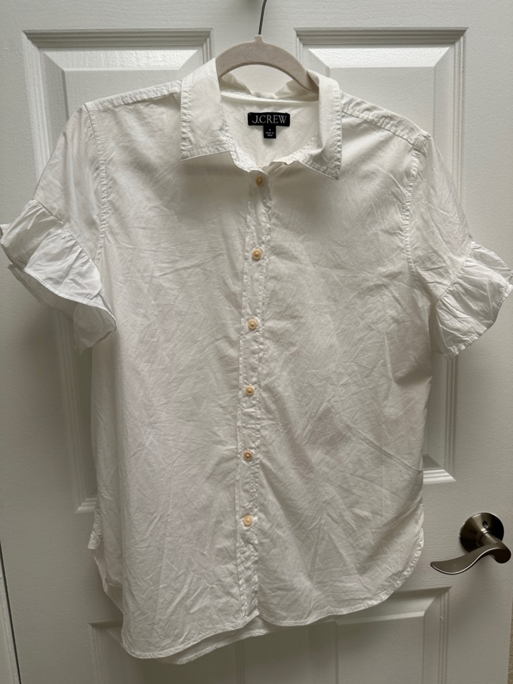 J. Crew White Button-Down Short Sleeve Shirt